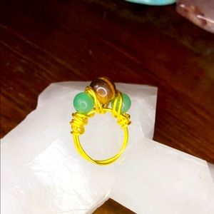 Green aventurine and tigers eye ring